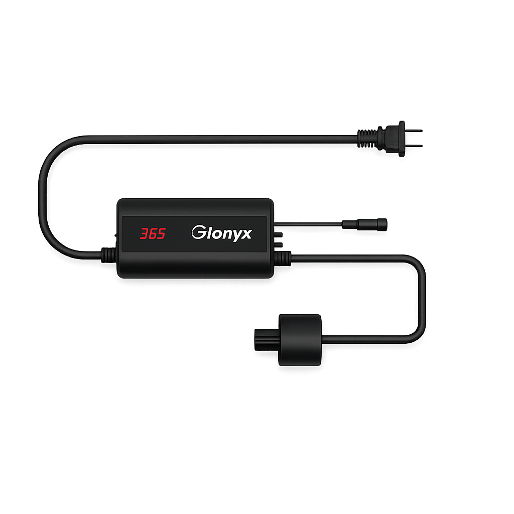 Glonyx SPS constant-on UV ballast with 365-day lamp-life countdown and no flow switch