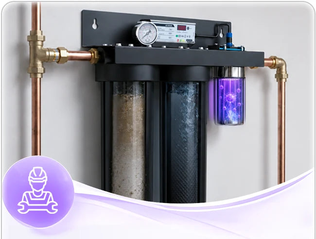 Installed V20T two-filter system; original artwork
