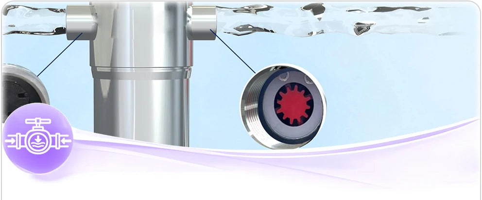 GX-LED-12 built-in flow regulator with the original purple wave and flow-control icon