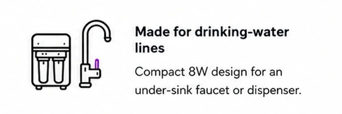 Made for drinking-water lines: compact 8W design for an under-sink faucet or dispenser